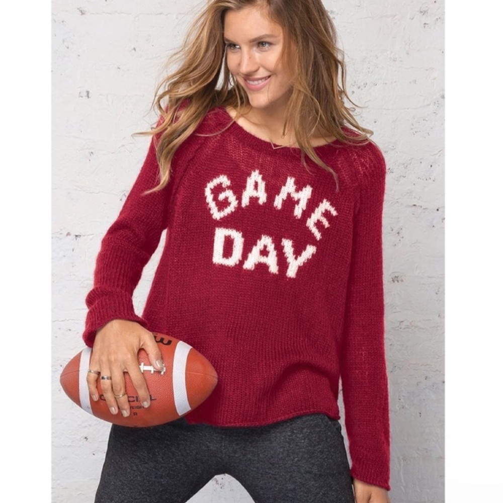 Wooden Ships Small/Medium Game Day Raglan Sweater Lightweight Ruby Jane Red
